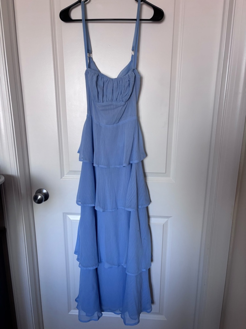 Blue Spaghetti-Strap Wedding Guest Dress